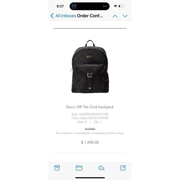 GUCCI Off The Grid GG Nylon Backpack Bag Black 644992 - Picture 1 of 14